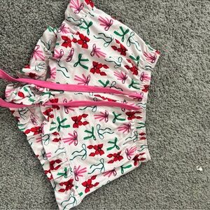 Floral Print Shorts with Pink Drawstring